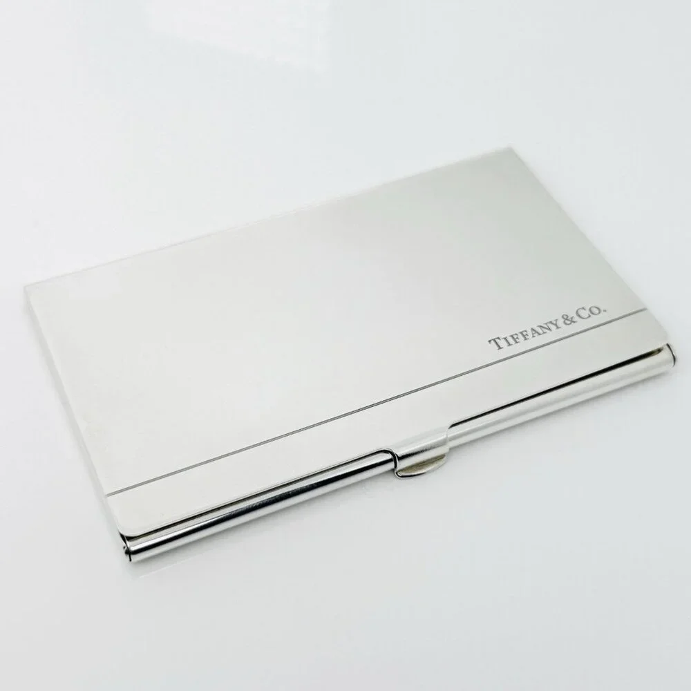 Tiffany & Co Striped Pocket Business Card Holder in Sterling Silver